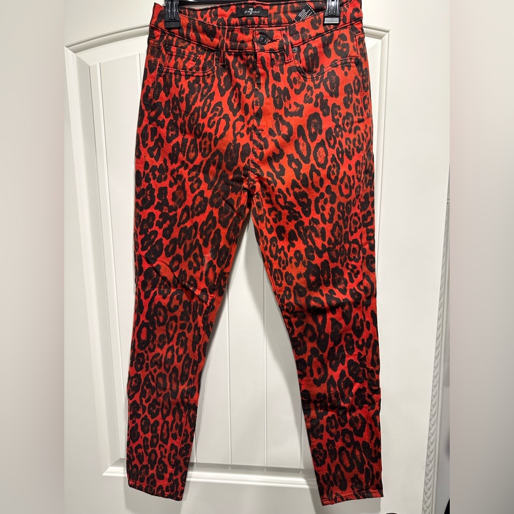 Leopard print sevens jeans